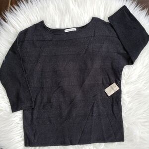 NEW Coldwater Creek silk blend black striped sweater 3/4 sleeves women Small 8